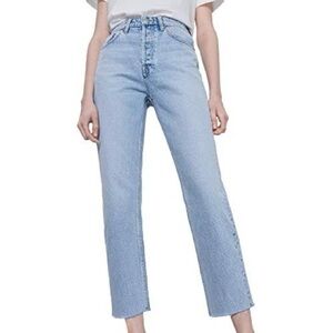 ZARA High Rise Straight Leg Jeans